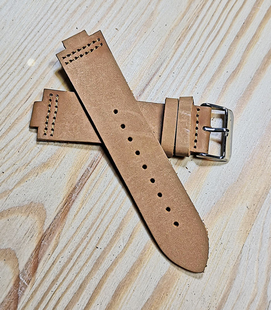 Lichtbruin Rundleren Horlogeband voor houten horloge