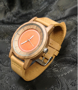 Zebra-houten horloge, rood